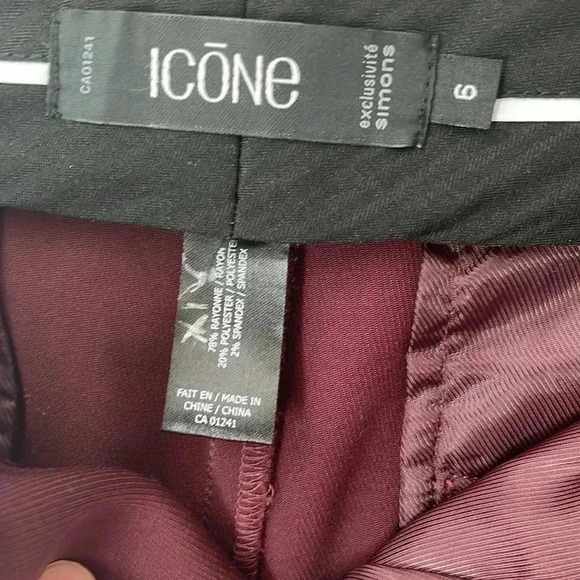 [US6]Icone Women Burgundy Rayon Blend Dress  Pant Split-hem straight-leg pant - Picture 4 of 11
